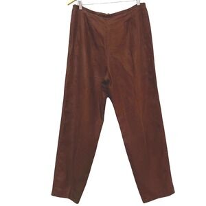 VTG Linen‎ Blend Trousers Straight Leg Relaxed Fit Lined Pants Brown women's 10